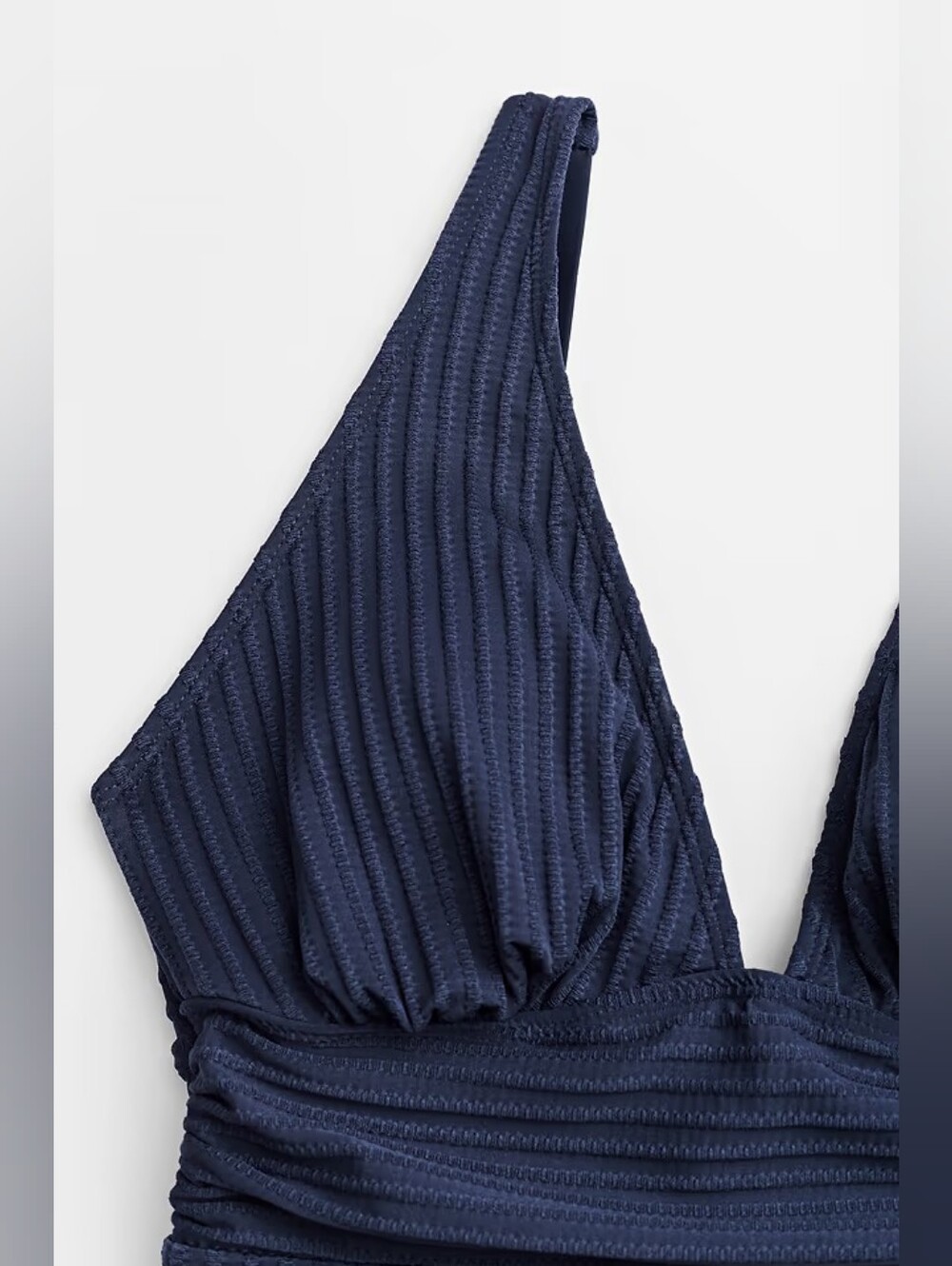 Navy Ribbed & Ruched One-Piece 💥 BRAND NEW 💥 - Picture 9 of 10